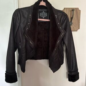 Black vegan leather jacket with studs